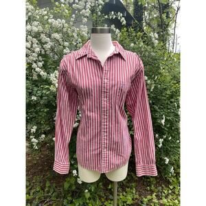 Vintage Y2K American Eagle Womens Button Up Red Pin Stripe Shirt Sz M Minimalist